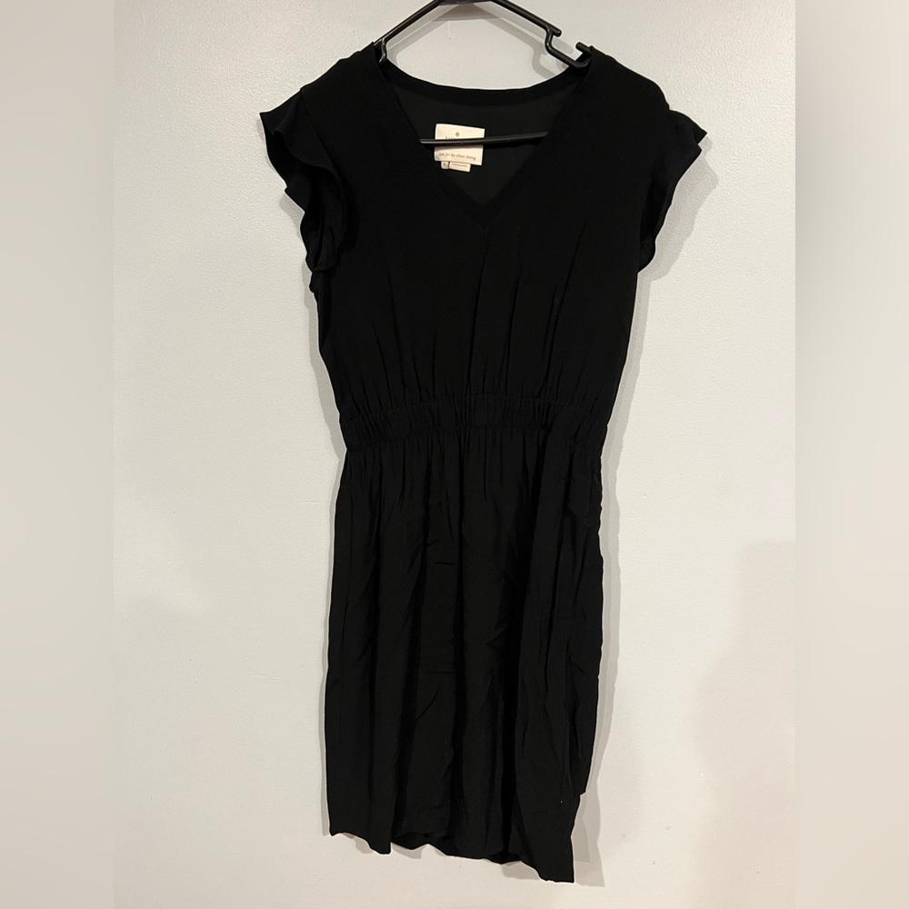 Black V Neck Kate Spade New York Mini Dress with Flirty Sleeves